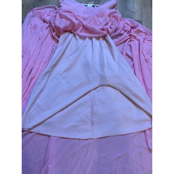 90s Y2K City Triangles Pink Floral Pattern Cottagecore Midi Dress With Ruffled H - Picture 13 of 13